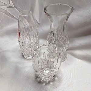 TRIO of Crystal Bud Vases